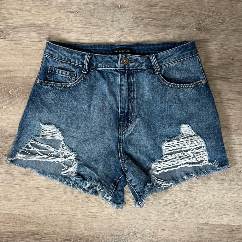 Sincerely Jules Blue Distressed Jean Shorts